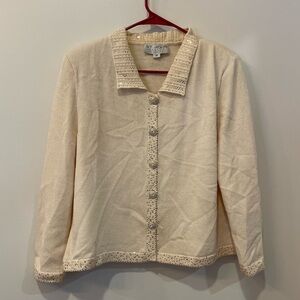St. John Evening Sz 14 Couture Jacket Knit Rhinestones Embellished Old Money Vtg